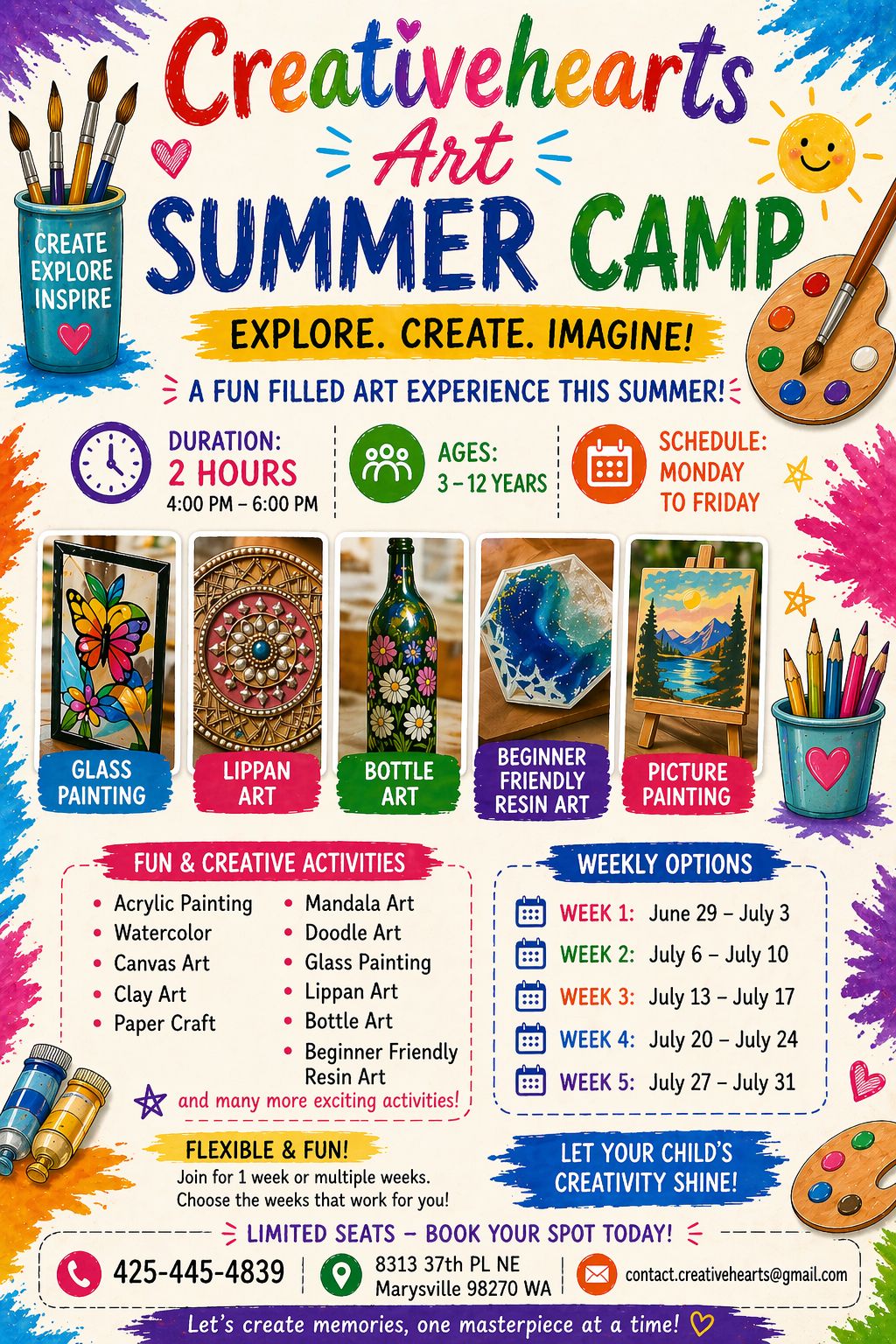 Creative Hearts Art Summer Camp 2026 flyer